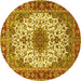 Round Machine Washable Persian Yellow Traditional Rug, wshtr3197yw