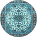 Round Persian Light Blue Traditional Rug, tr3197lblu