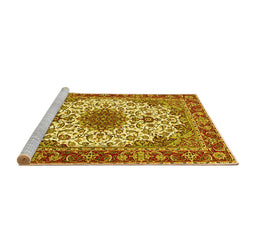 Sideview of Machine Washable Persian Yellow Traditional Rug, wshtr3197yw