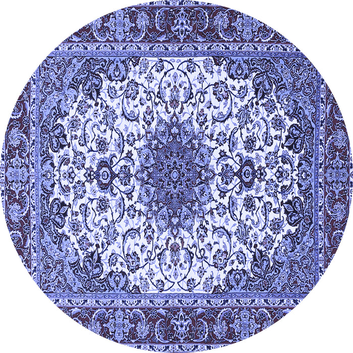 Round Machine Washable Persian Blue Traditional Rug, wshtr3197blu