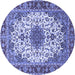 Round Machine Washable Persian Blue Traditional Rug, wshtr3197blu