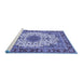 Sideview of Machine Washable Persian Blue Traditional Rug, wshtr3197blu