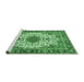 Sideview of Machine Washable Persian Emerald Green Traditional Area Rugs, wshtr3197emgrn