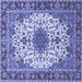 Square Machine Washable Persian Blue Traditional Rug, wshtr3197blu