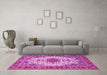 Machine Washable Persian Pink Traditional Rug in a Living Room, wshtr3197pnk