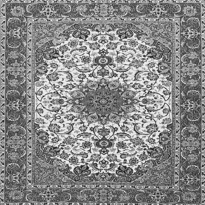 Round Machine Washable Persian Gray Traditional Rug, wshtr3197gry