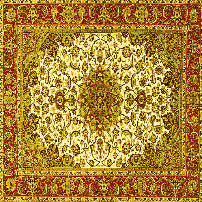 Square Machine Washable Persian Yellow Traditional Rug, wshtr3197yw