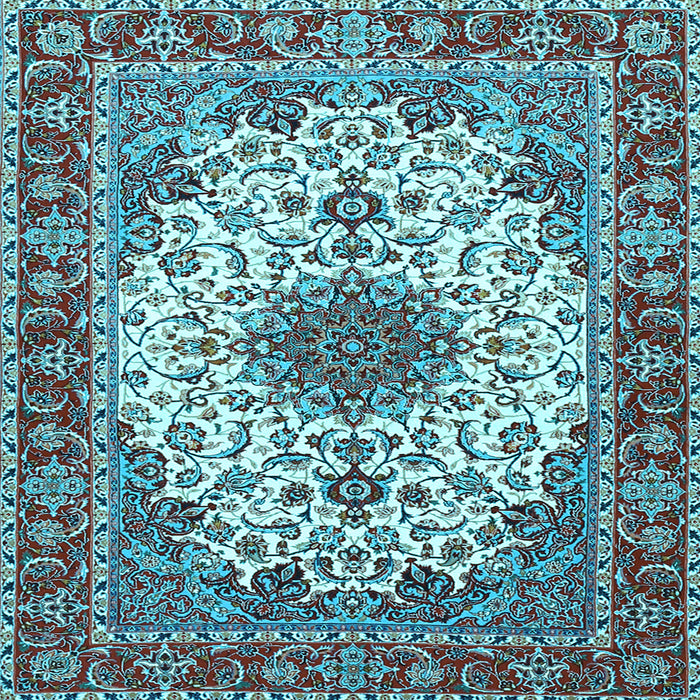 Square Machine Washable Persian Light Blue Traditional Rug, wshtr3197lblu