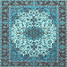 Square Machine Washable Persian Light Blue Traditional Rug, wshtr3197lblu