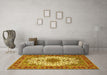 Machine Washable Persian Yellow Traditional Rug in a Living Room, wshtr3197yw