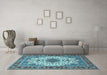 Machine Washable Persian Light Blue Traditional Rug in a Living Room, wshtr3197lblu