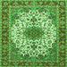 Round Machine Washable Persian Green Traditional Area Rugs, wshtr3197grn