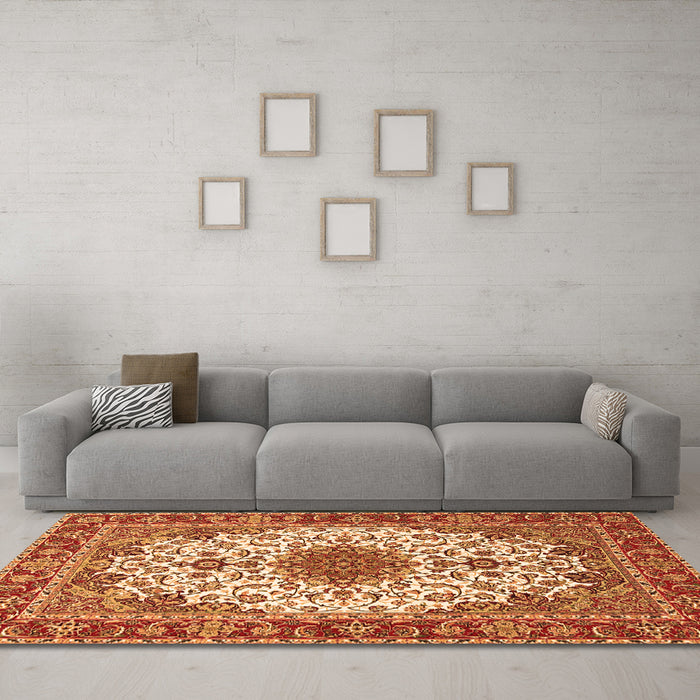 Machine Washable Persian Orange Traditional Area Rugs in a Living Room, wshtr3197org