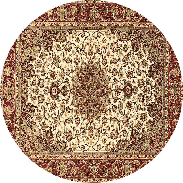 Round Persian Brown Traditional Rug, tr3197brn