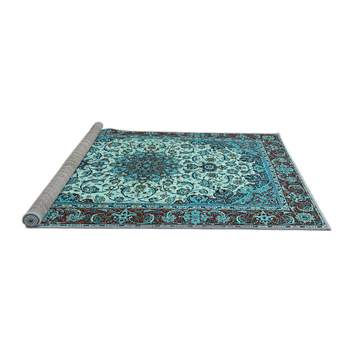 Sideview of Machine Washable Persian Light Blue Traditional Rug, wshtr3197lblu