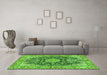 Machine Washable Persian Green Traditional Area Rugs in a Living Room,, wshtr3198grn