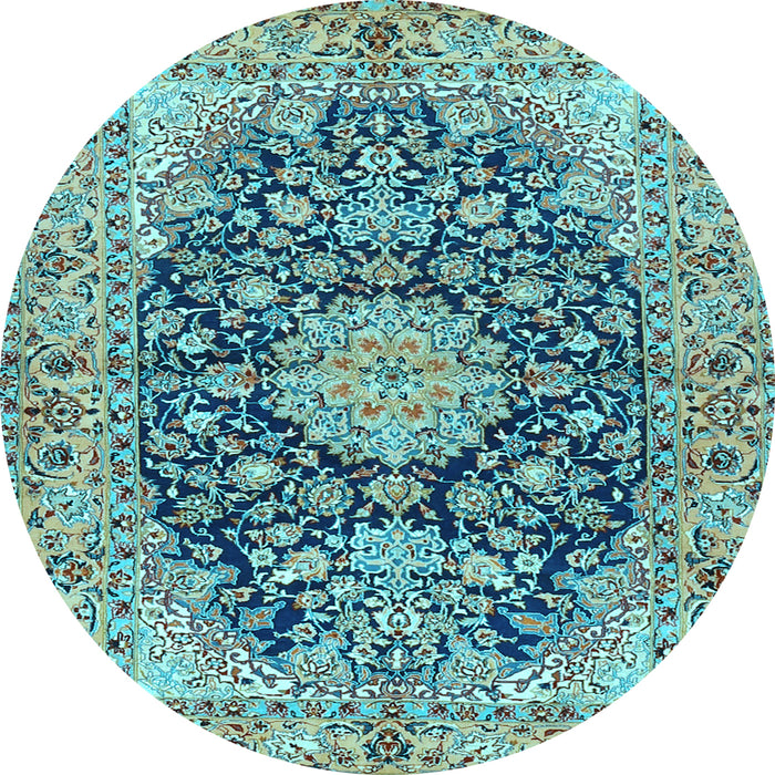 Round Persian Light Blue Traditional Rug, tr3198lblu
