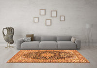 Machine Washable Persian Orange Traditional Rug, wshtr3198org