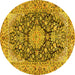 Round Persian Yellow Traditional Rug, tr3198yw