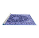 Sideview of Machine Washable Persian Blue Traditional Rug, wshtr3198blu