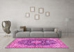 Machine Washable Persian Pink Traditional Rug in a Living Room, wshtr3198pnk