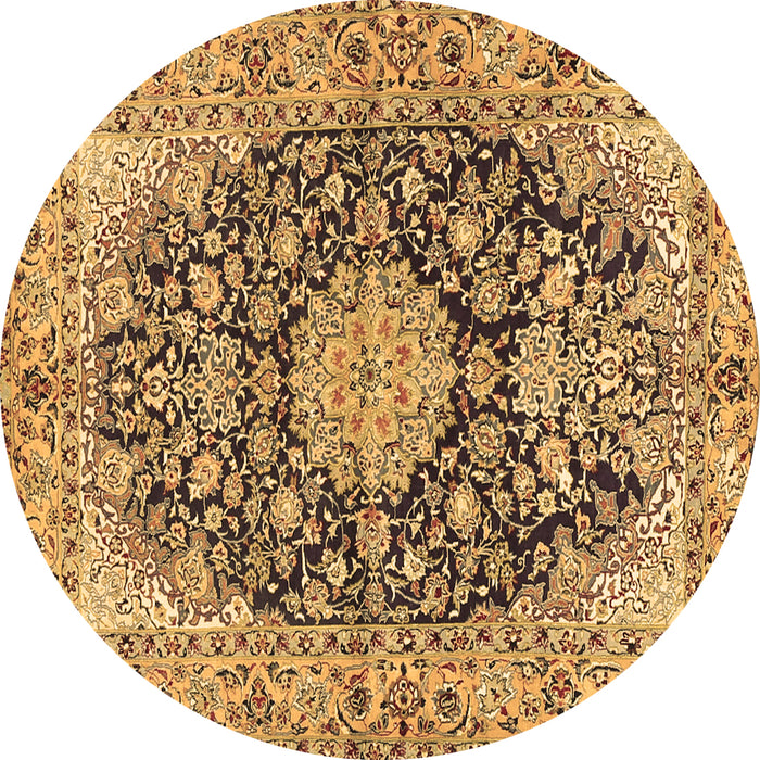 Round Persian Brown Traditional Rug, tr3198brn