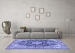 Machine Washable Persian Blue Traditional Rug in a Living Room, wshtr3198blu