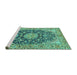 Sideview of Machine Washable Persian Turquoise Traditional Area Rugs, wshtr3198turq