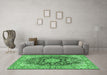 Machine Washable Persian Emerald Green Traditional Area Rugs in a Living Room,, wshtr3198emgrn