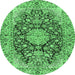 Round Persian Emerald Green Traditional Rug, tr3198emgrn