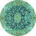 Round Persian Turquoise Traditional Rug, tr3198turq