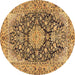 Round Machine Washable Persian Brown Traditional Rug, wshtr3198brn