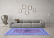 Machine Washable Persian Blue Traditional Rug in a Living Room, wshtr3199blu