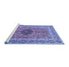 Sideview of Machine Washable Persian Blue Traditional Rug, wshtr3199blu