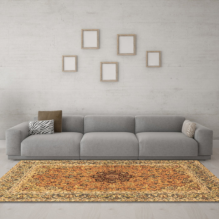 Machine Washable Persian Brown Traditional Rug in a Living Room,, wshtr3199brn
