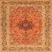 Round Machine Washable Persian Orange Traditional Area Rugs, wshtr3199org