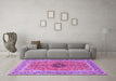 Machine Washable Persian Purple Traditional Area Rugs in a Living Room, wshtr3199pur