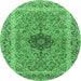 Round Persian Emerald Green Traditional Rug, tr3199emgrn