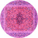 Round Machine Washable Persian Pink Traditional Rug, wshtr3199pnk