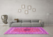 Machine Washable Persian Pink Traditional Rug in a Living Room, wshtr3199pnk