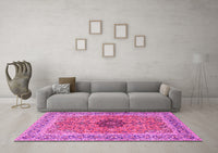 Machine Washable Persian Pink Traditional Rug, wshtr3199pnk