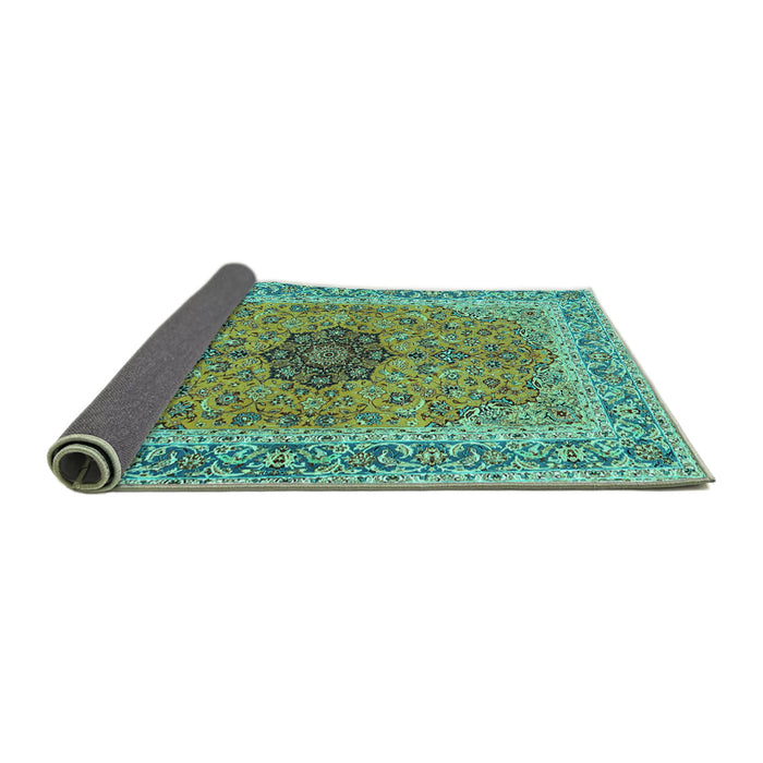 Sideview of Persian Turquoise Traditional Rug, tr3199turq