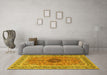 Machine Washable Persian Yellow Traditional Rug in a Living Room, wshtr3199yw