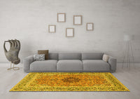 Machine Washable Persian Yellow Traditional Rug, wshtr3199yw