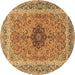 Round Persian Brown Traditional Rug, tr3199brn