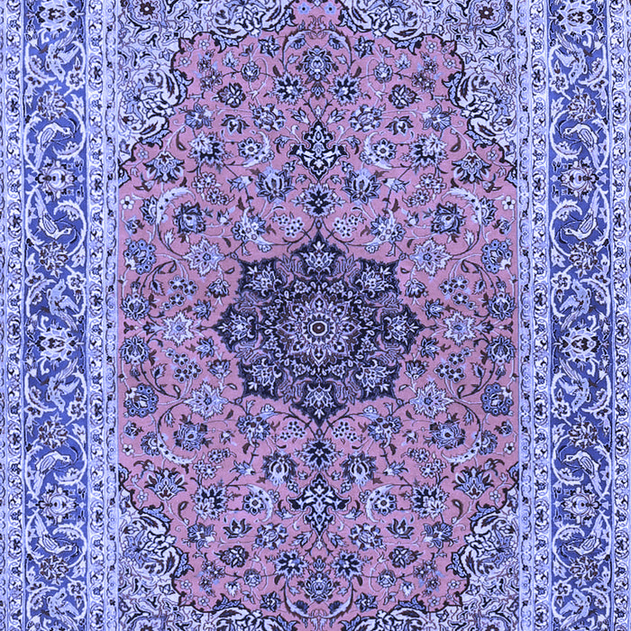 Machine Washable Persian Blue Traditional Rug, wshtr3199blu