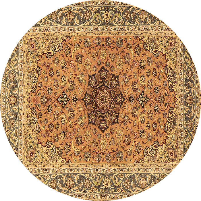 Round Machine Washable Persian Brown Traditional Rug, wshtr3199brn
