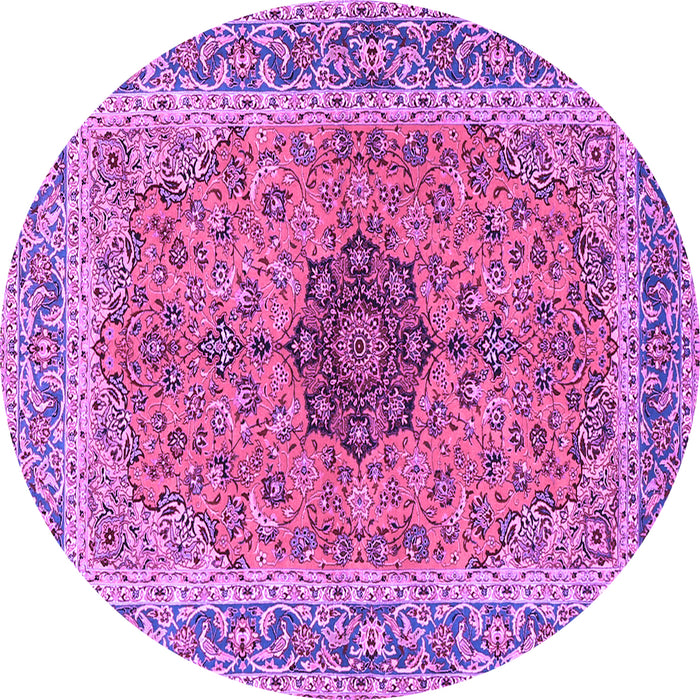 Round Machine Washable Persian Purple Traditional Area Rugs, wshtr3199pur