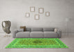 Machine Washable Persian Green Traditional Area Rugs in a Living Room,, wshtr3199grn