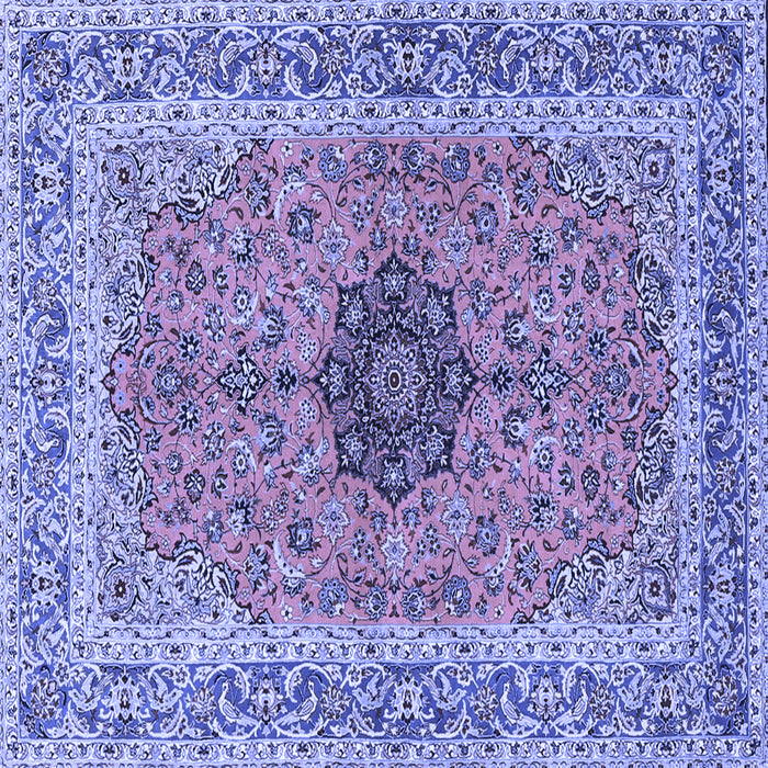 Square Machine Washable Persian Blue Traditional Rug, wshtr3199blu